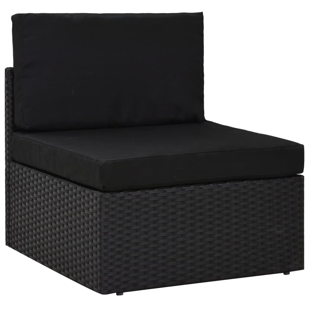 2-tlg. Garten-Lounge-Set Poly Rattan Schwarz