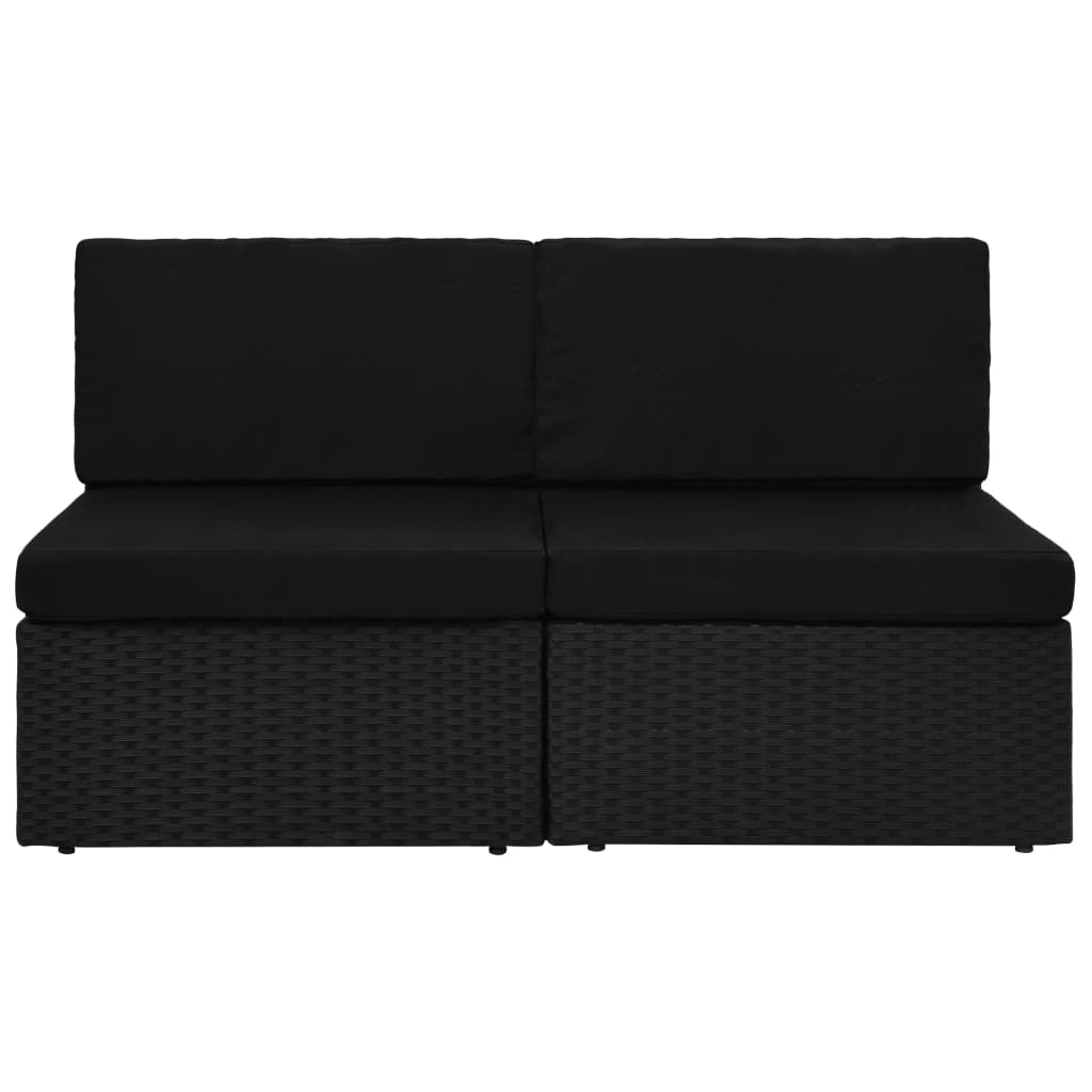 Modulares 2-Sitzer-Sofa Poly Rattan Schwarz