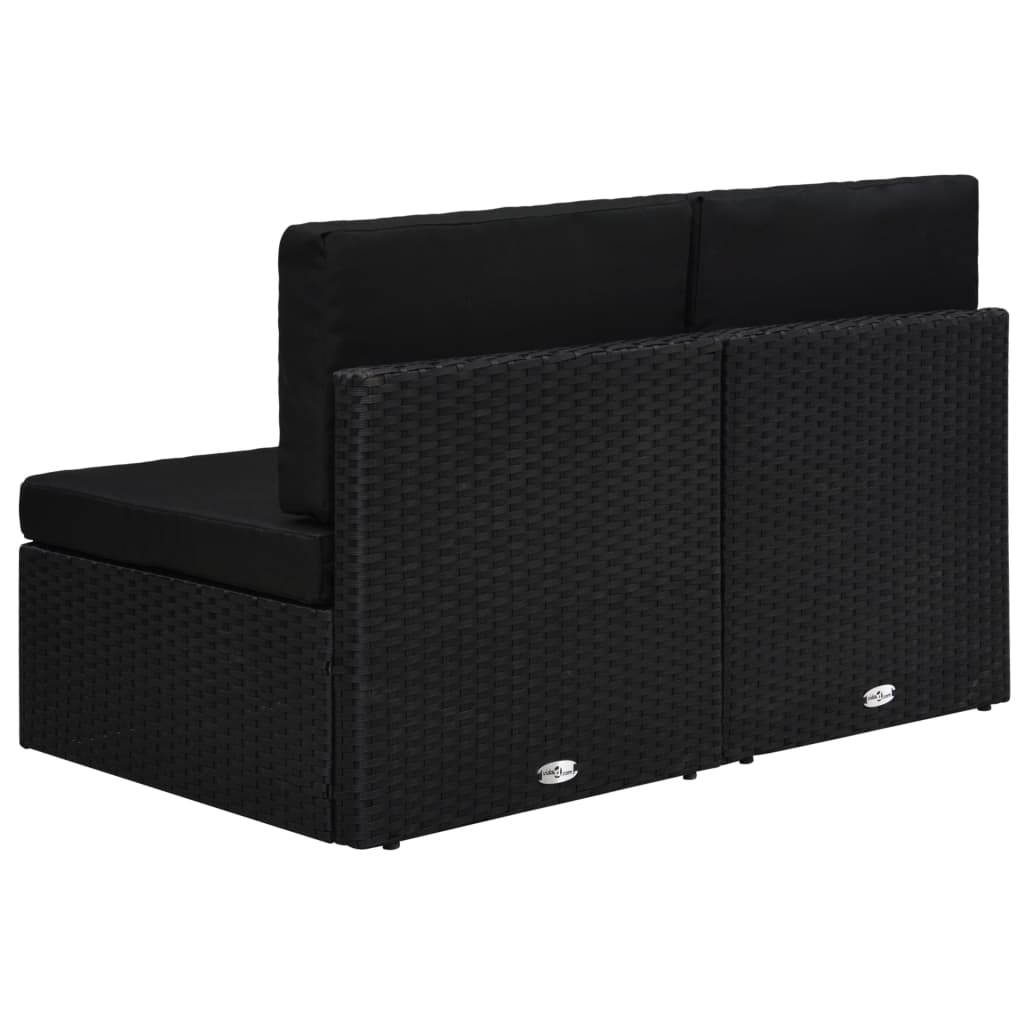 Modulares 2-Sitzer-Sofa Poly Rattan Schwarz