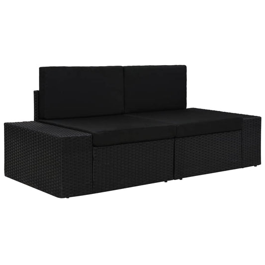 Modulares 2-Sitzer-Sofa Poly Rattan Schwarz