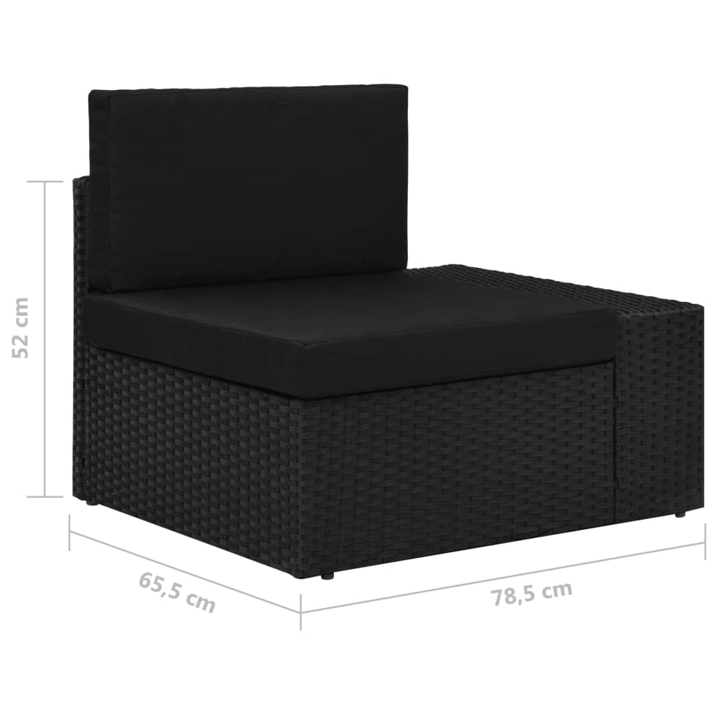 Modulares 3-Sitzer-Sofa Poly Rattan Schwarz