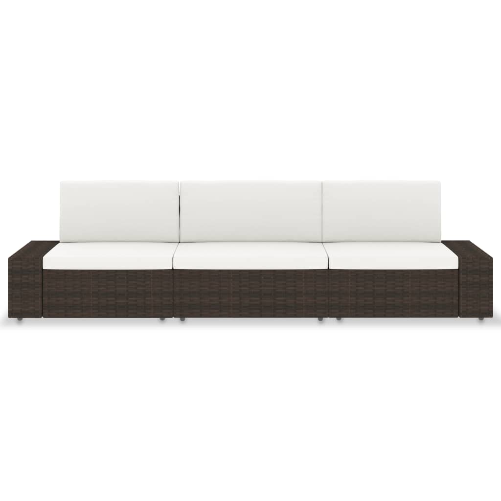 Modulares 3-Sitzer-Sofa Poly Rattan Braun