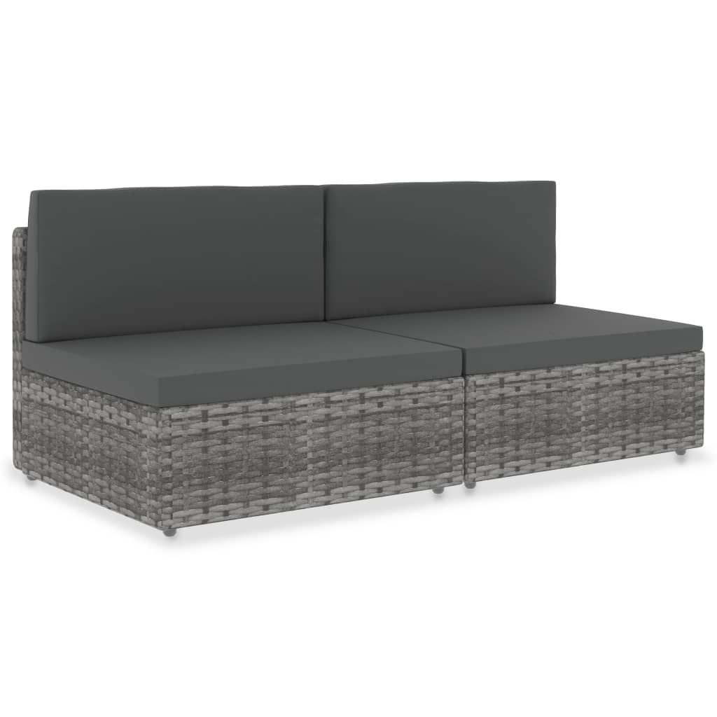 Modulares 2-Sitzer-Sofa Poly Rattan Grau