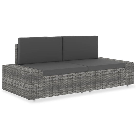 Modulares 2-Sitzer-Sofa Poly Rattan Grau