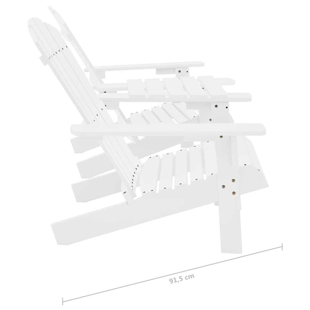 Adirondack-Gartenstühle mit Tisch Massivholz Tanne Weiß