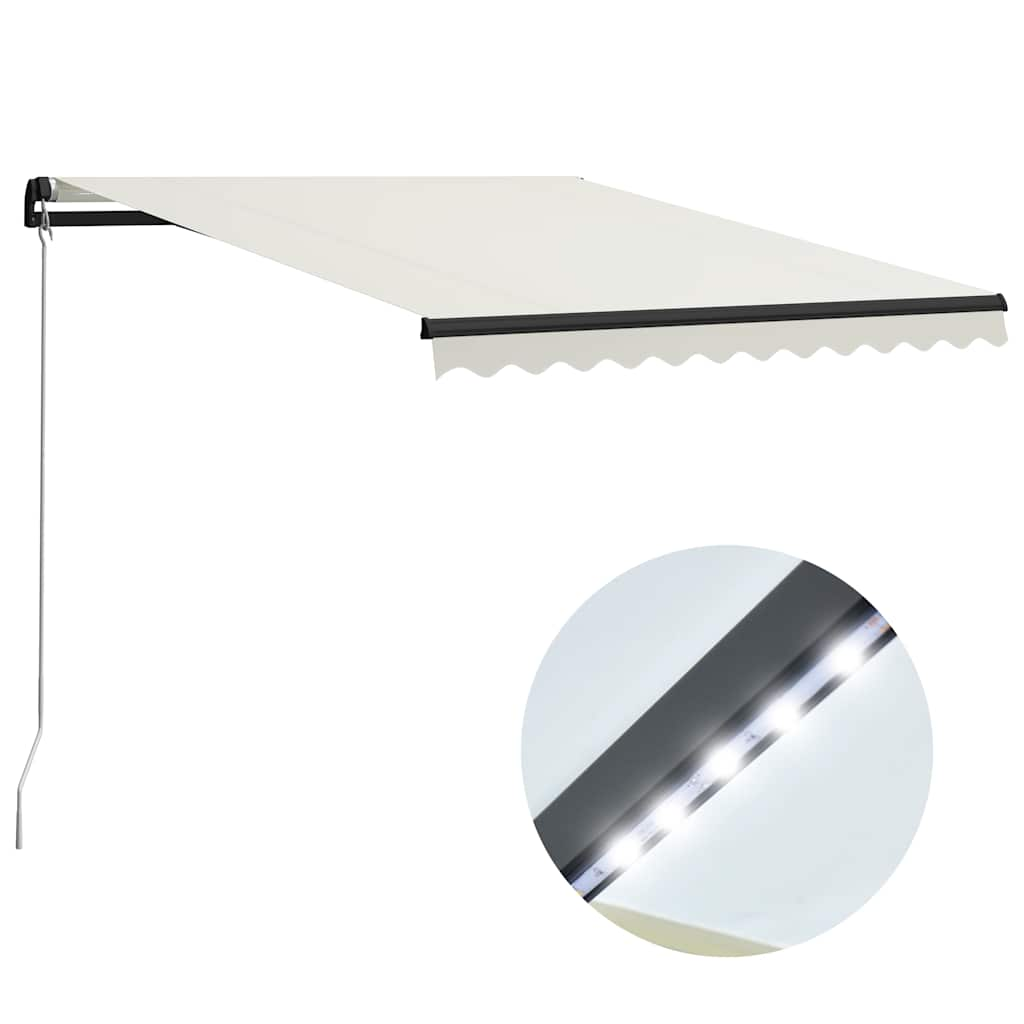 Markise Manuell Einziehbar mit LED 300x250 cm Creme