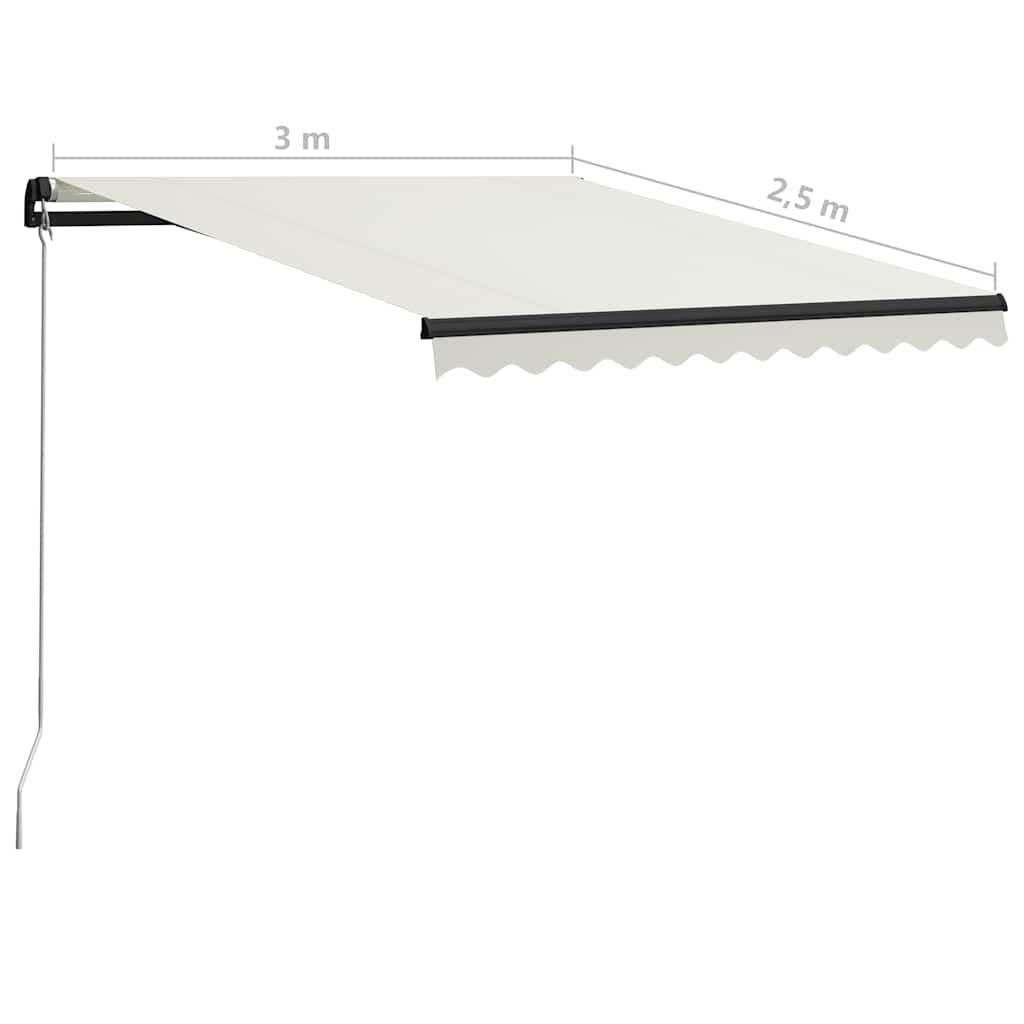 Markise Manuell Einziehbar mit LED 300x250 cm Creme