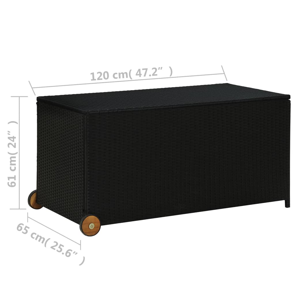 Garten-Auflagenbox Schwarz 120x65x61 cm Poly Rattan