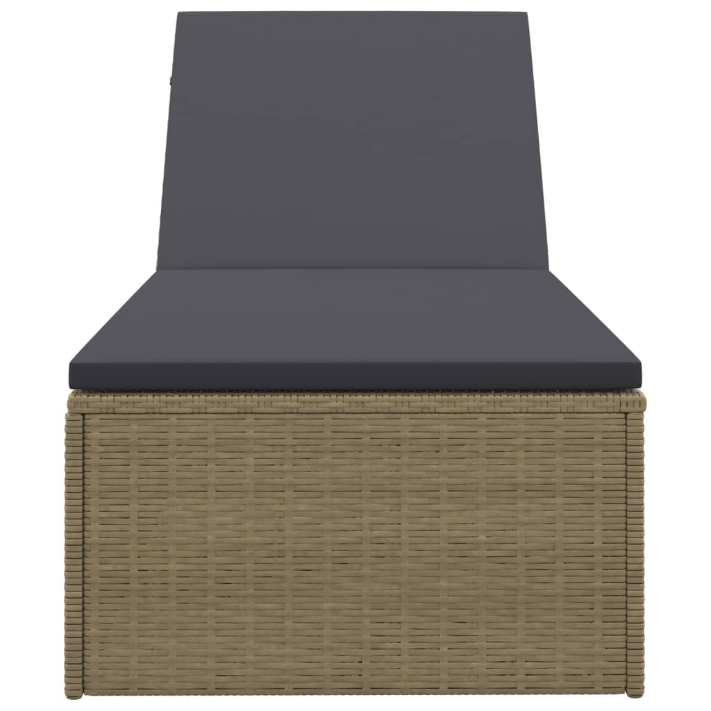 Sonnenliege Poly Rattan Braun und Dunkelgrau