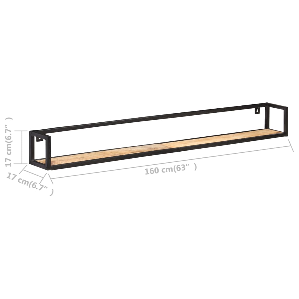 Wandregale 2 Stk. 160 cm Raues Mangoholz