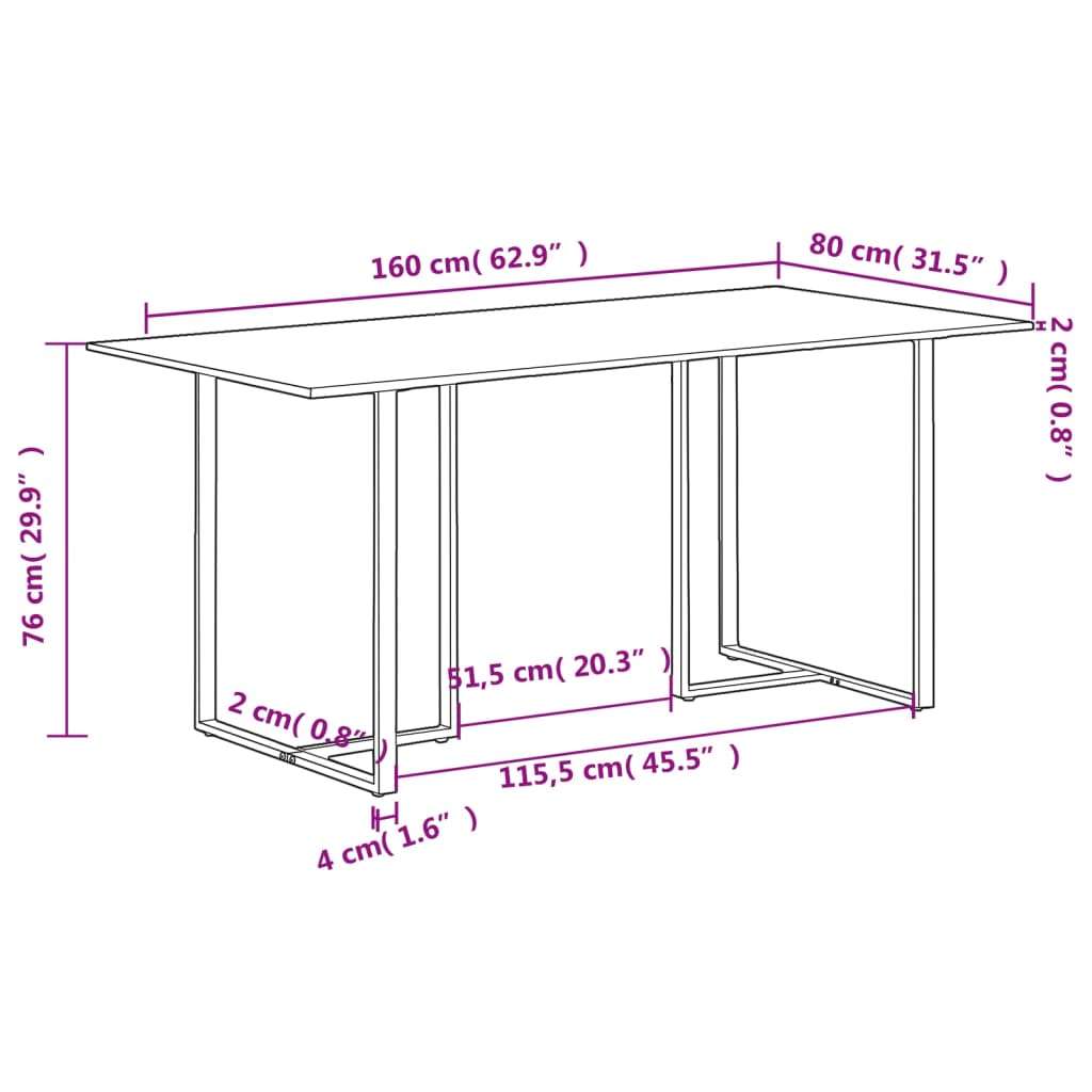 Esstisch 160 cm Altholz Massiv