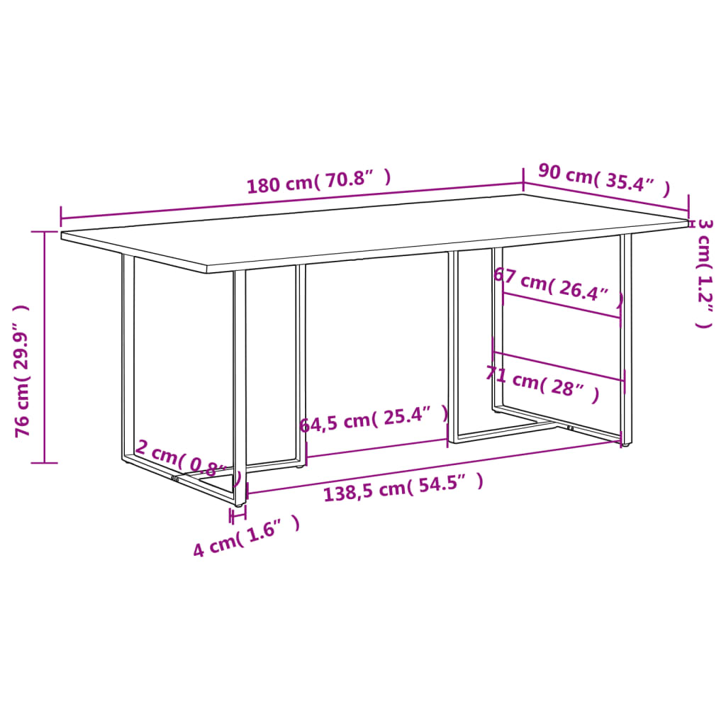 Esstisch 180 cm Altholz Massiv