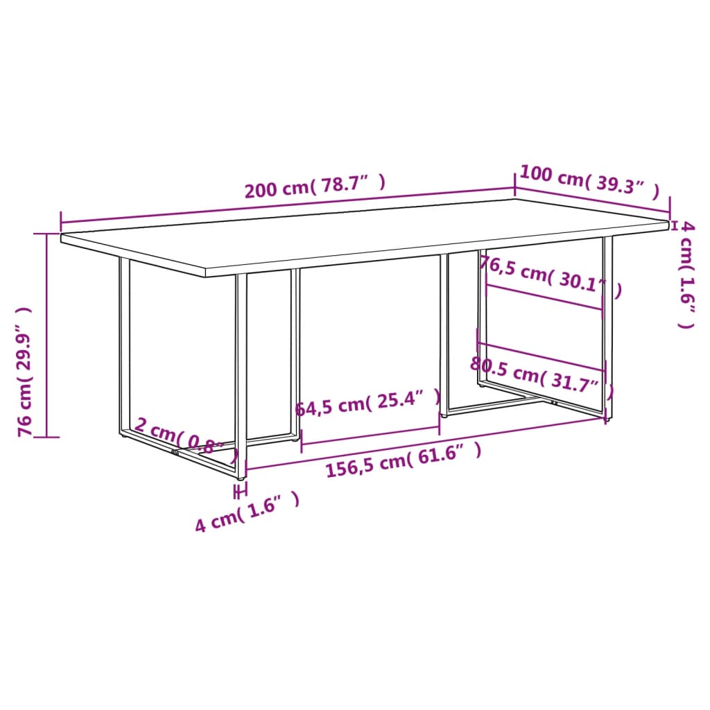 Esstisch 200 cm Altholz Massiv