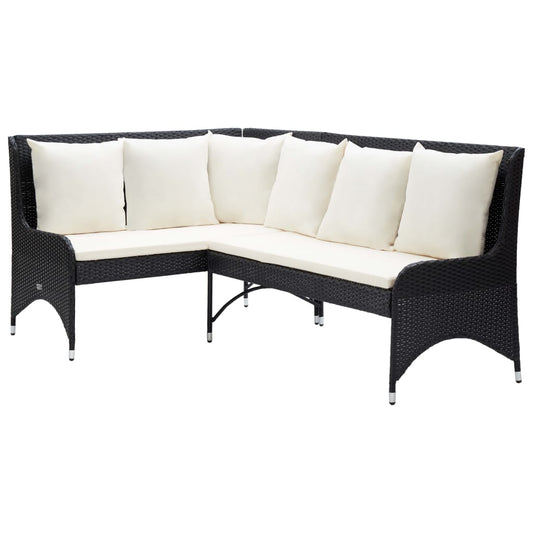 Garten-Ecksofa 2-tlg. Poly Rattan Schwarz