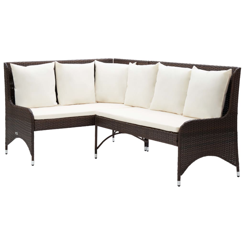 Garten-Ecksofa 2-tlg. Poly Rattan Braun