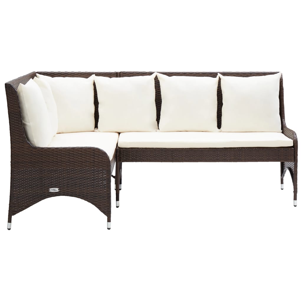 Garten-Ecksofa 2-tlg. Poly Rattan Braun