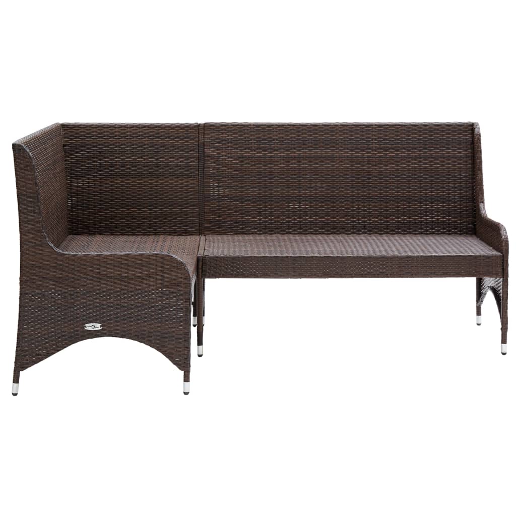 Garten-Ecksofa 2-tlg. Poly Rattan Braun