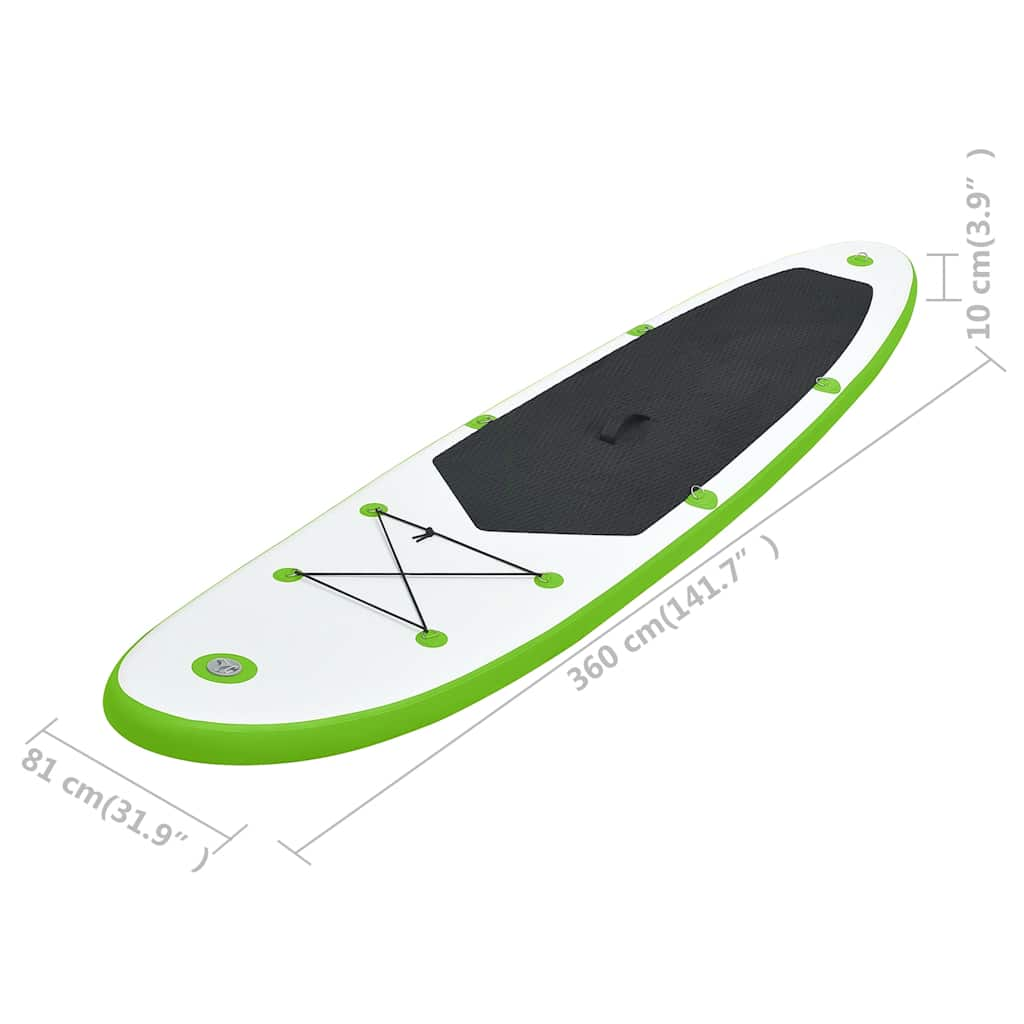 SUP-Board-Set Aufblasbar Grün und Weiß