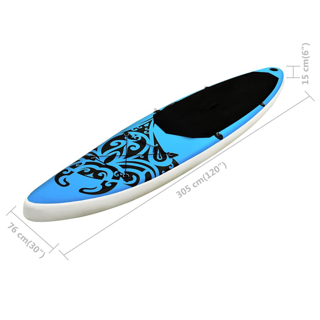 Aufblasbares Stand Up Paddle Board Set 305x76x15 cm Blau