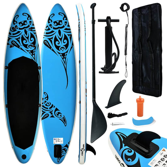 SUP-Board-Set Aufblasbar 366x76x15 cm Blau