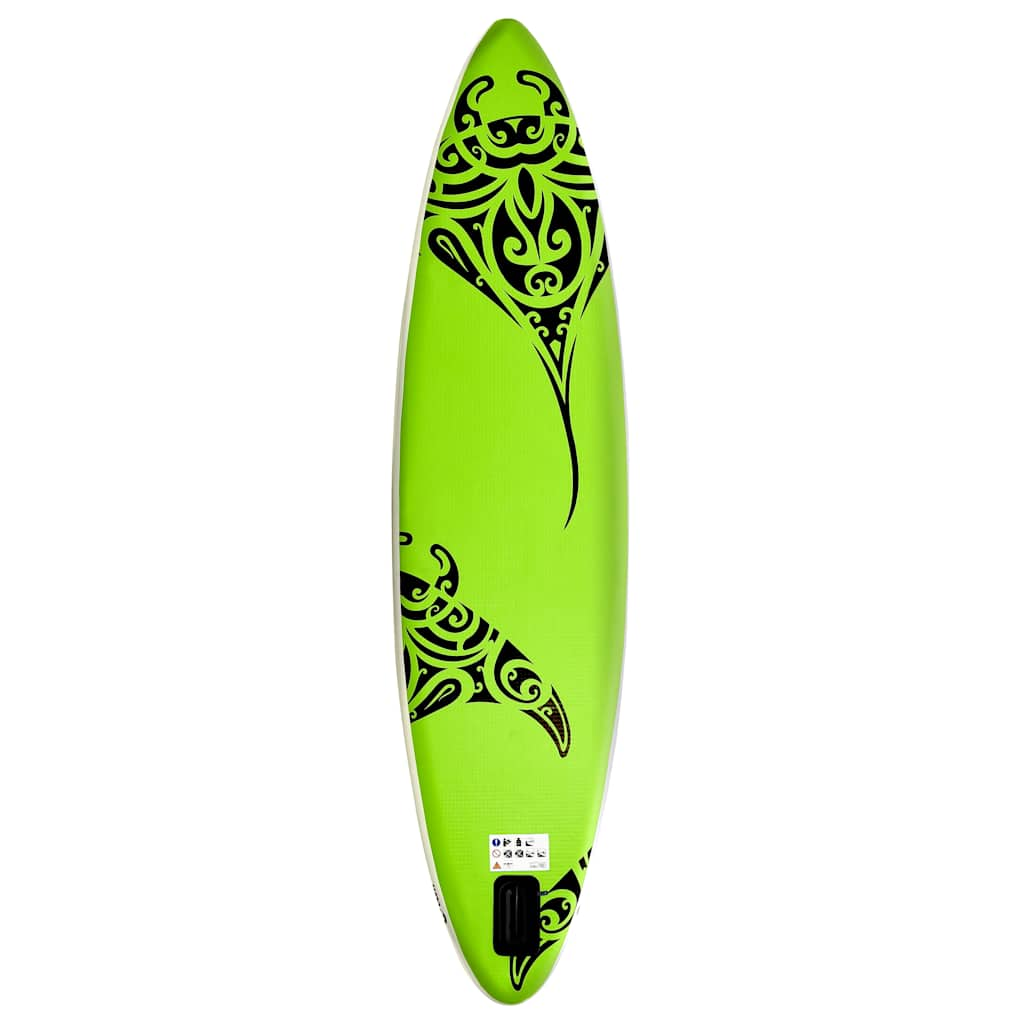 SUP-Board-Set Aufblasbar 366x76x15 cm Grün