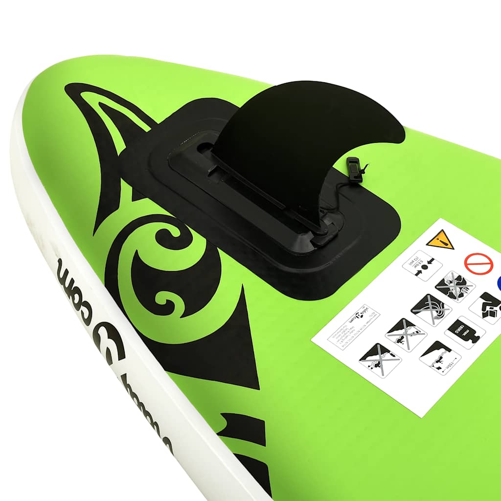 SUP-Board-Set Aufblasbar 366x76x15 cm Grün