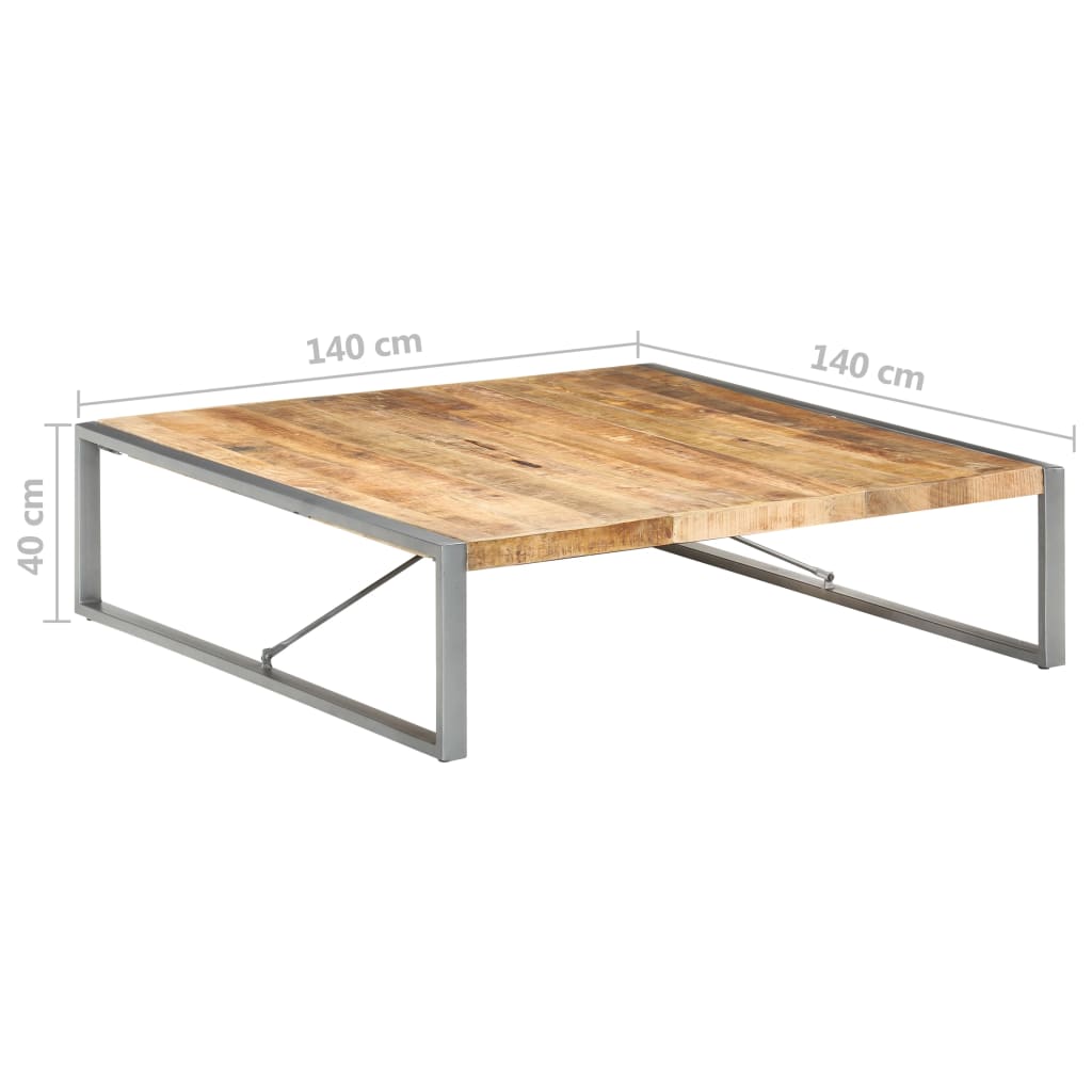 Couchtisch 140x140x40 cm Raues Mangoholz