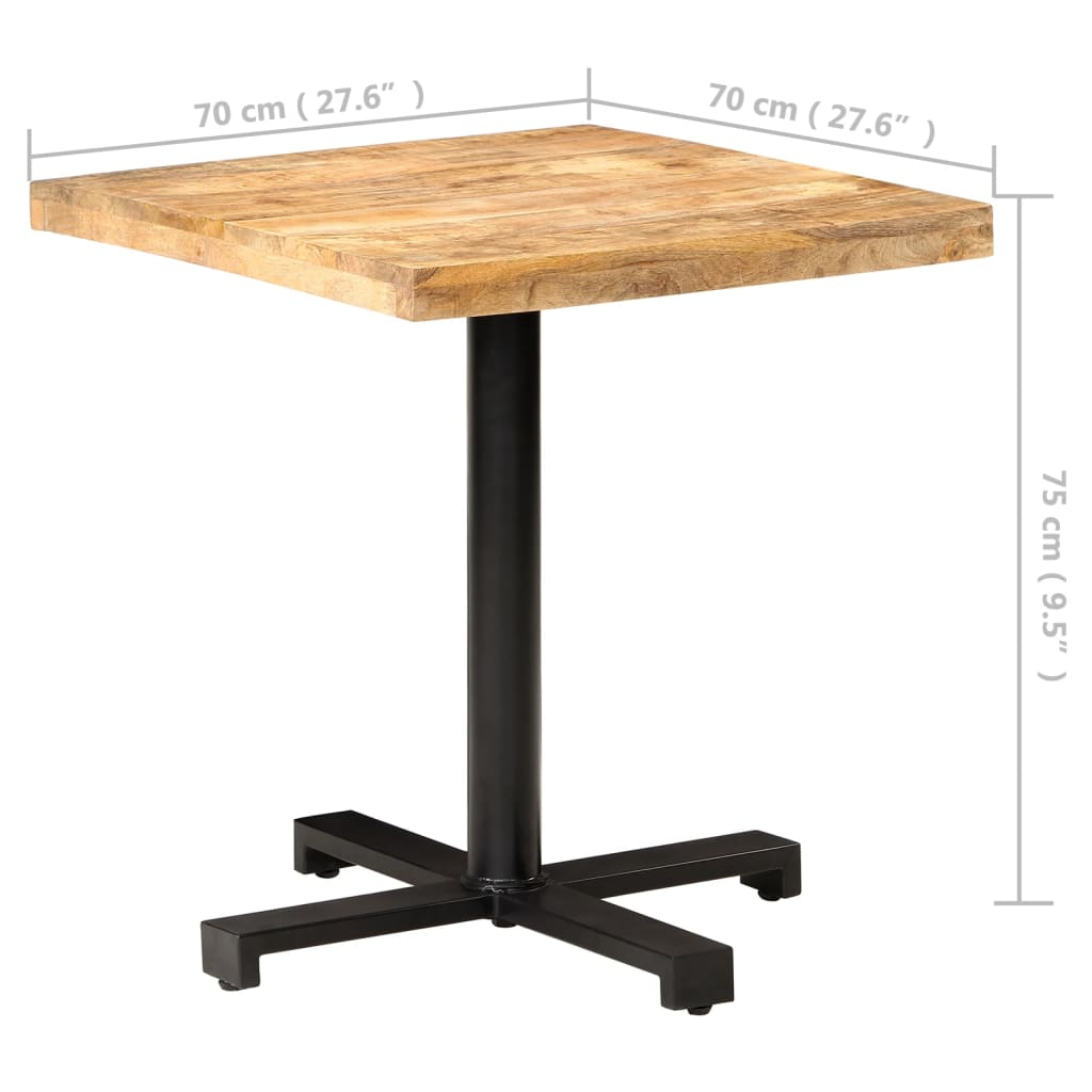 Bistrotisch Quadratisch 70x70x75 cm Raues Mangoholz