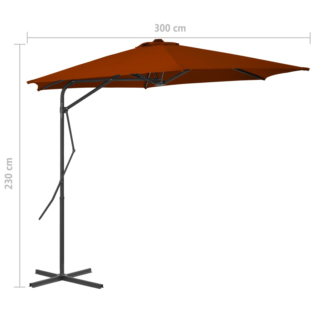 Sonnenschirm mit Stahl-Mast 300x230 cm Terrakotta