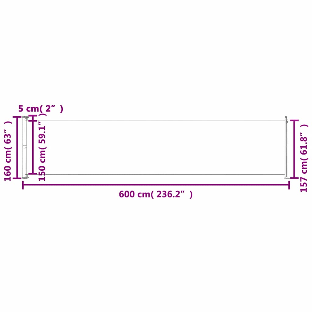 Seitenmarkise Ausziehbar 600x160 cm Creme