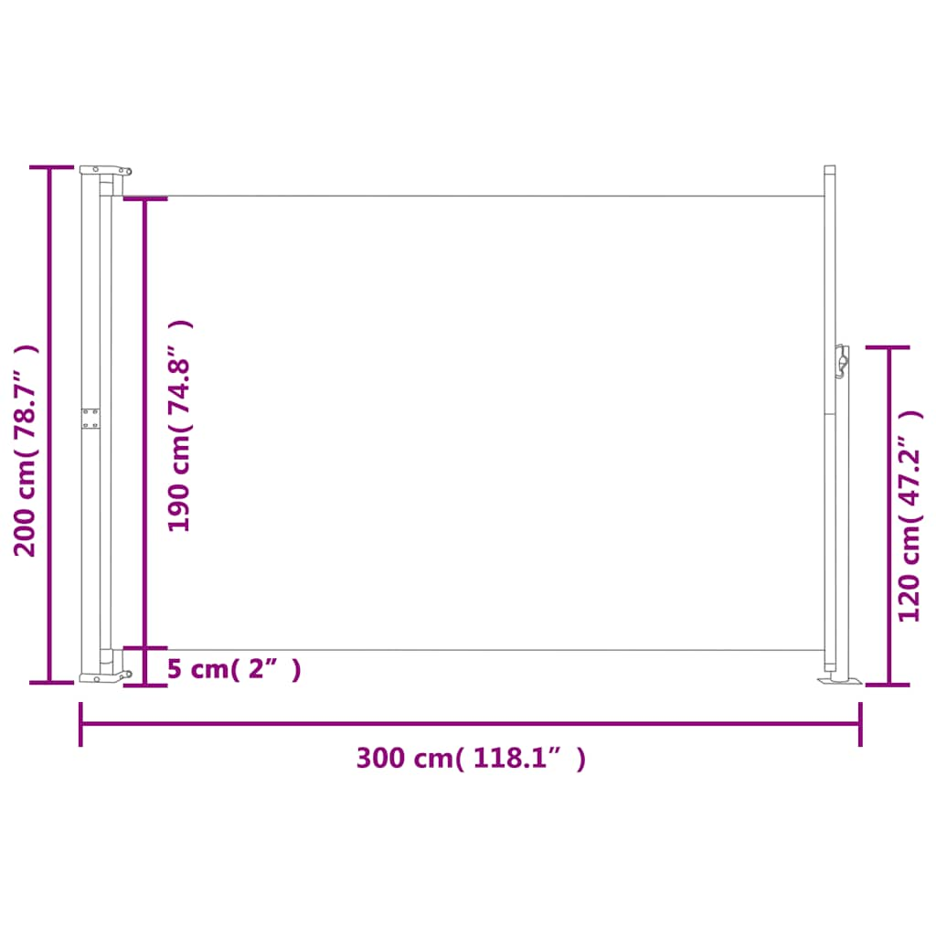 Seitenmarkise Ausziehbar 200x300 cm Creme