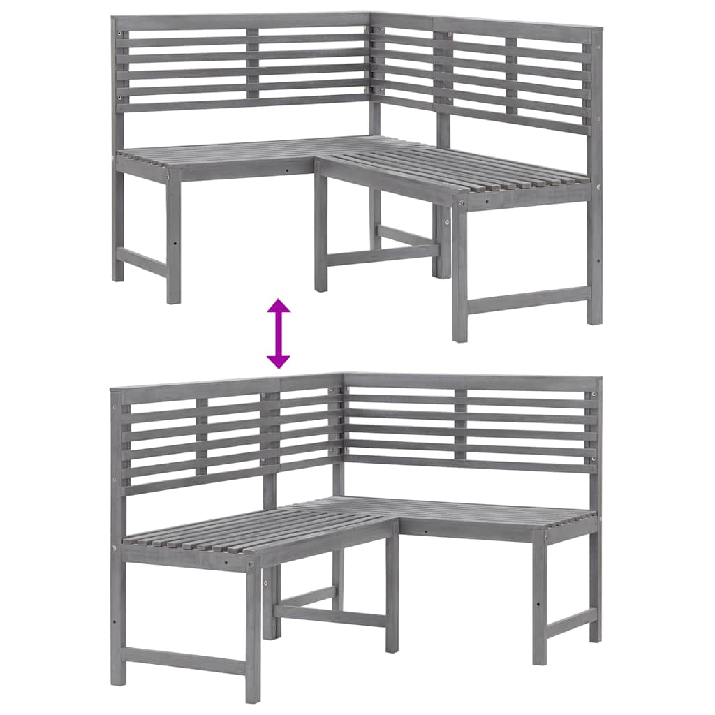 Garten-Eckbank Grau 140 cm Massivholz Akazie