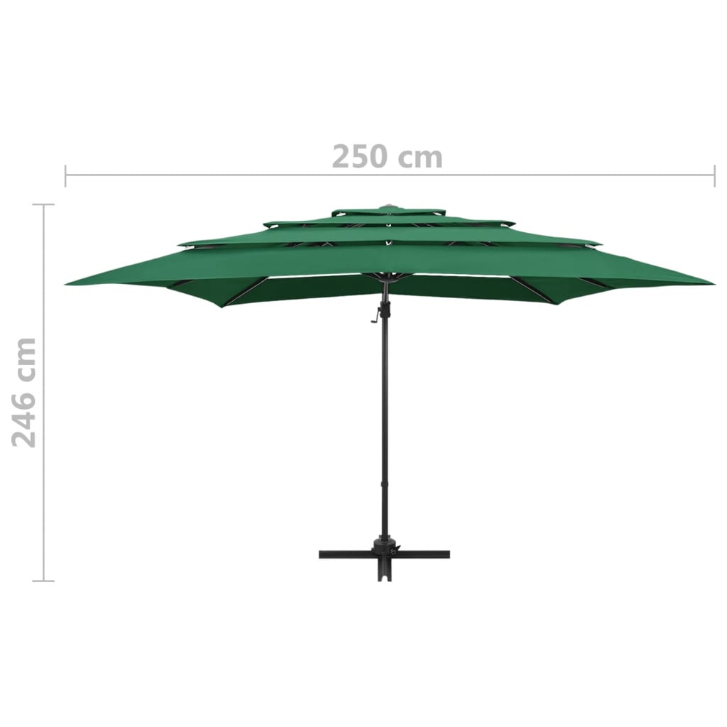 Sonnenschirm mit Aluminium-Mast 4-lagig Grün 250x250 cm