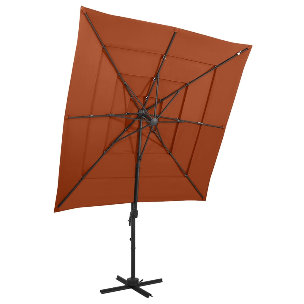 Sonnenschirm mit Aluminium-Mast 4-lagig Terrakotta 250x250 cm