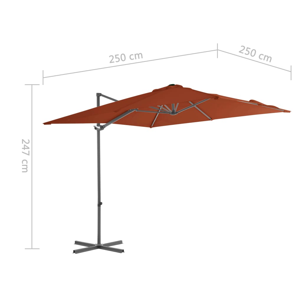 Ampelschirm mit Stahl-Mast 250x250 cm Terrakotta