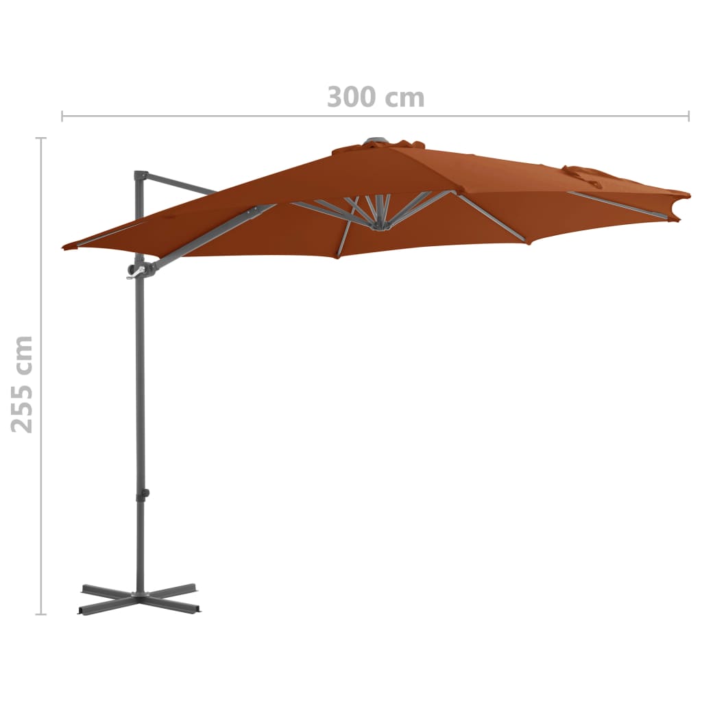 Ampelschirm mit Stahl-Mast 300 cm Terrakotta