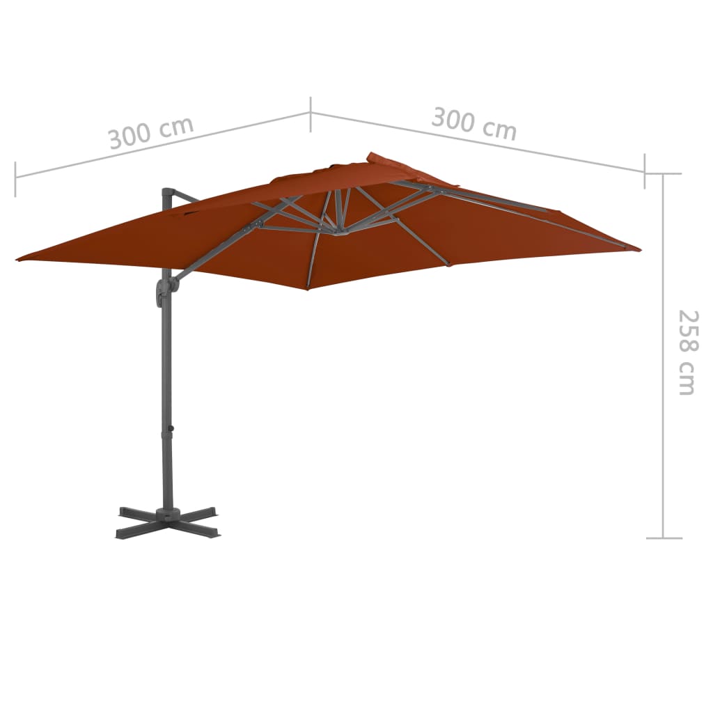 Ampelschirm mit Aluminium-Mast 300x300 cm Terrakotta