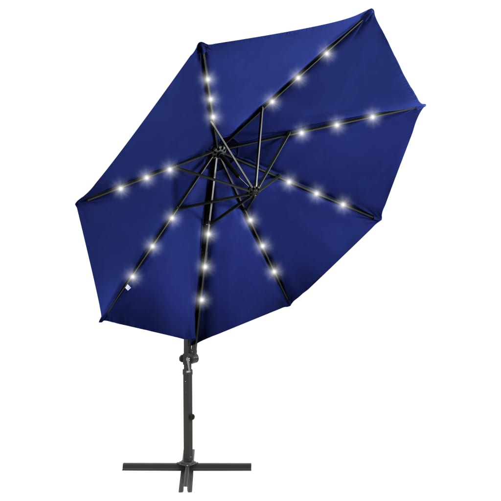 Ampelschirm mit LED-Beleuchtung 300 cm Azurblau