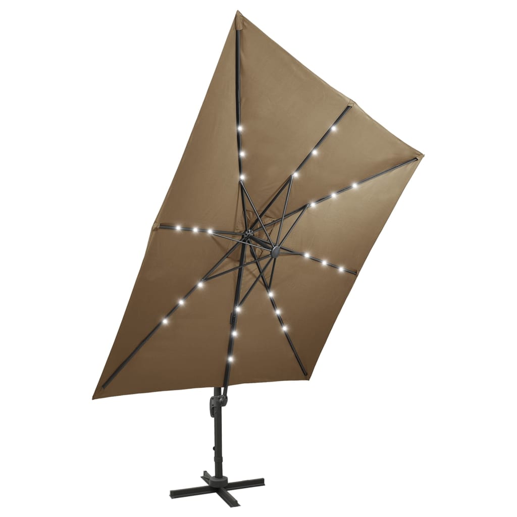 Ampelschirm mit LED-Beleuchtung 300 cm Taupe