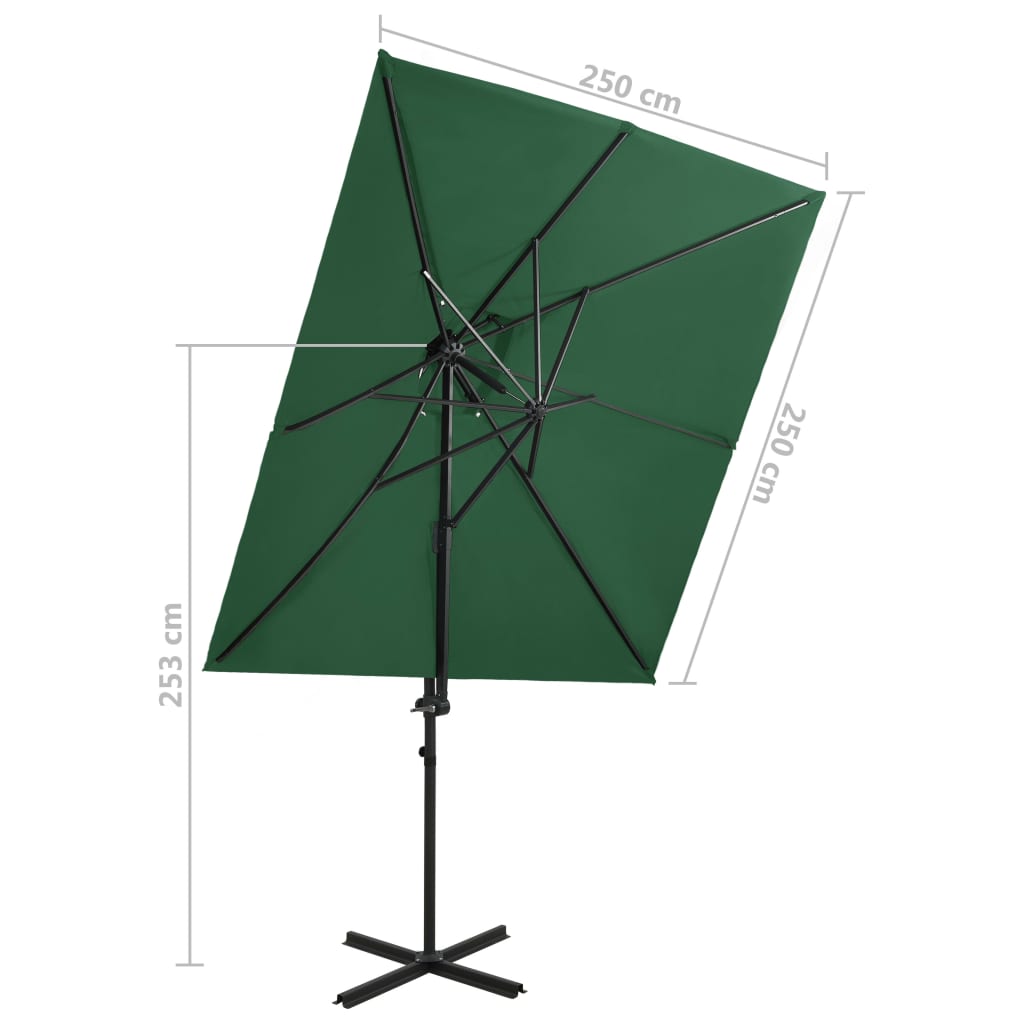 Ampelschirm mit Lüftung 250x250 cm Grün