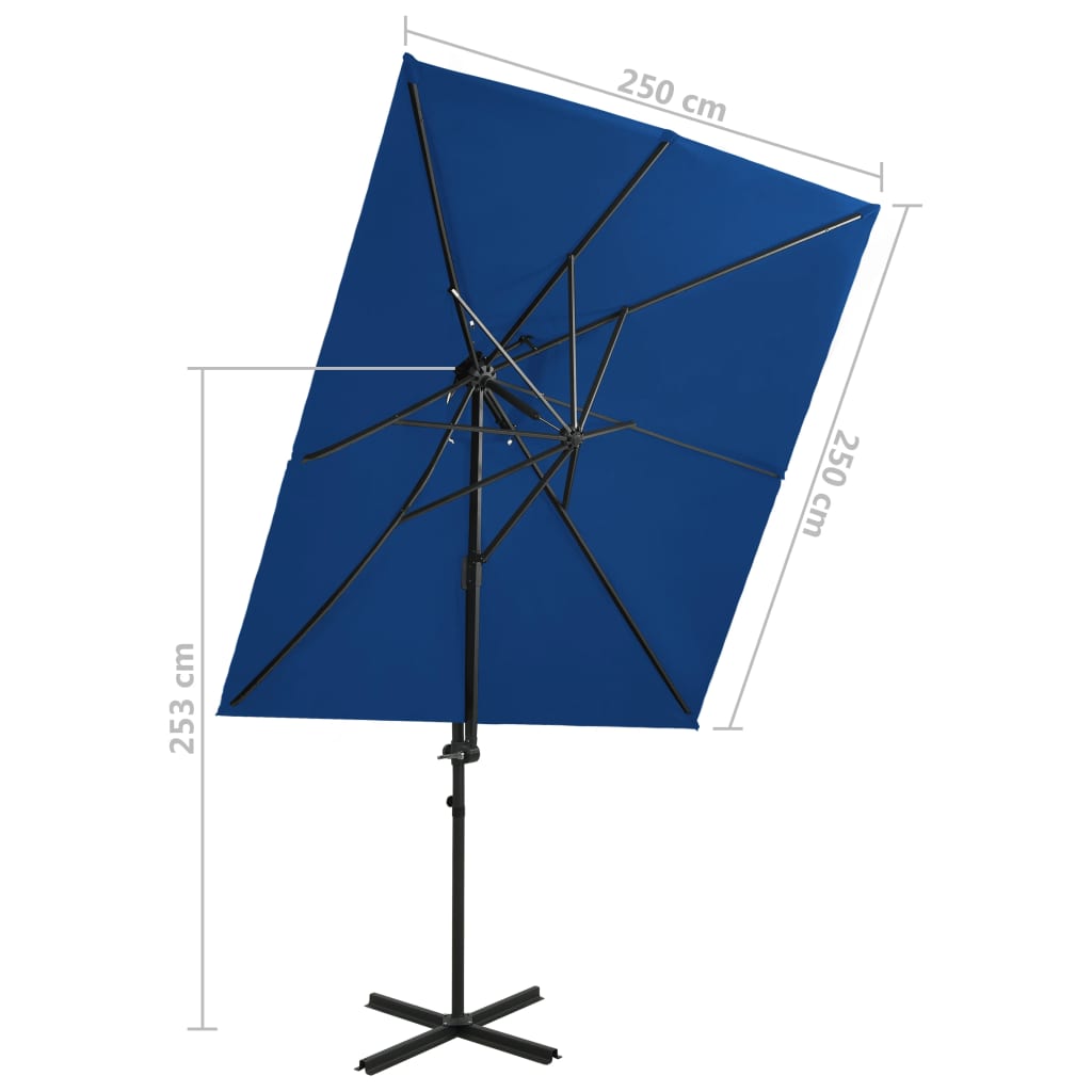 Ampelschirm mit Lüftung 250x250 cm Azurblau