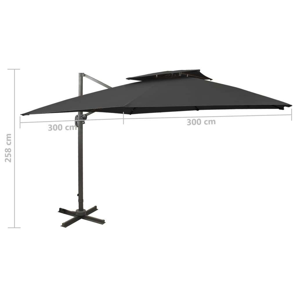 Ampelschirm mit Lüftung 300x300 cm Schwarz