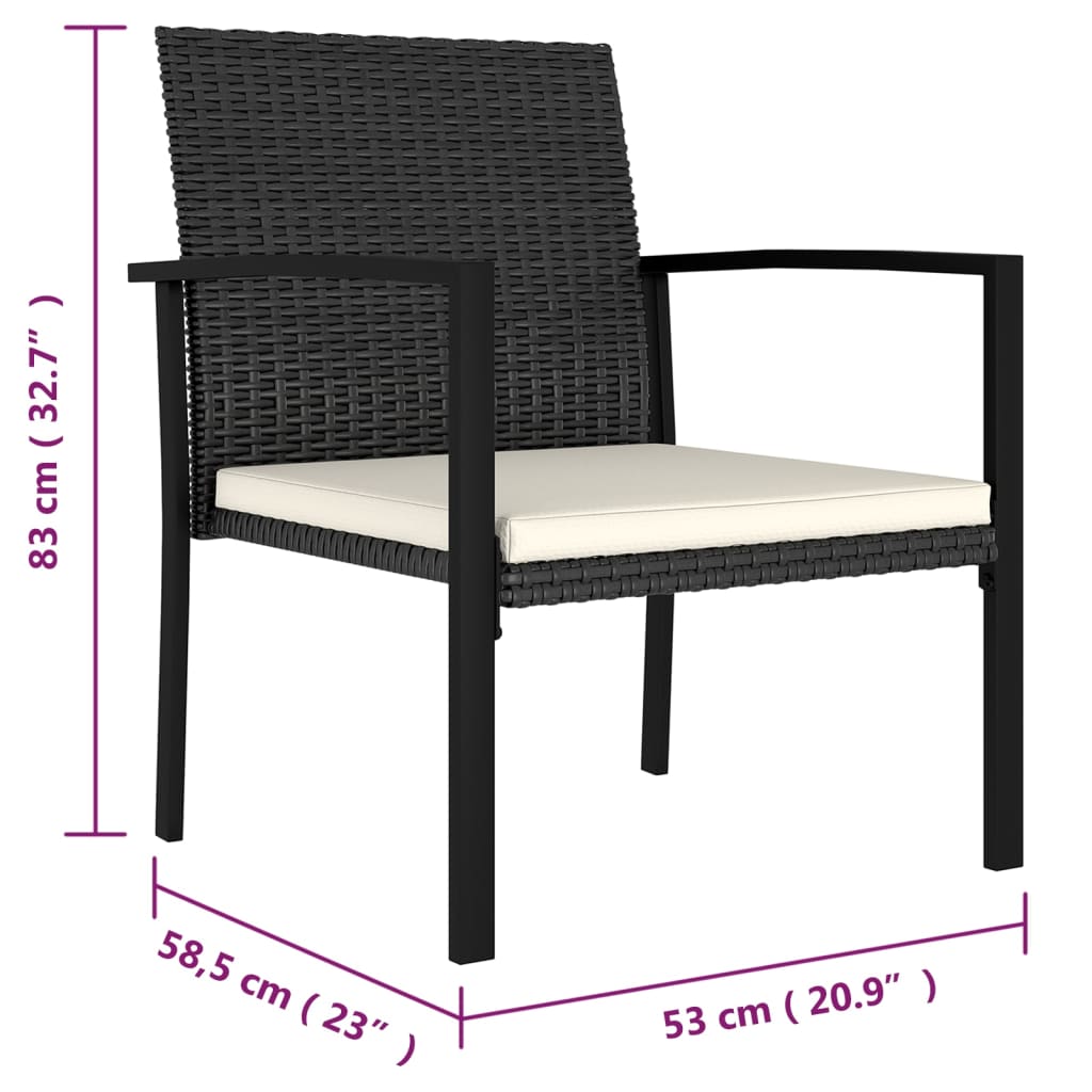 Garten-Essstühle 4 Stk. Poly Rattan Schwarz