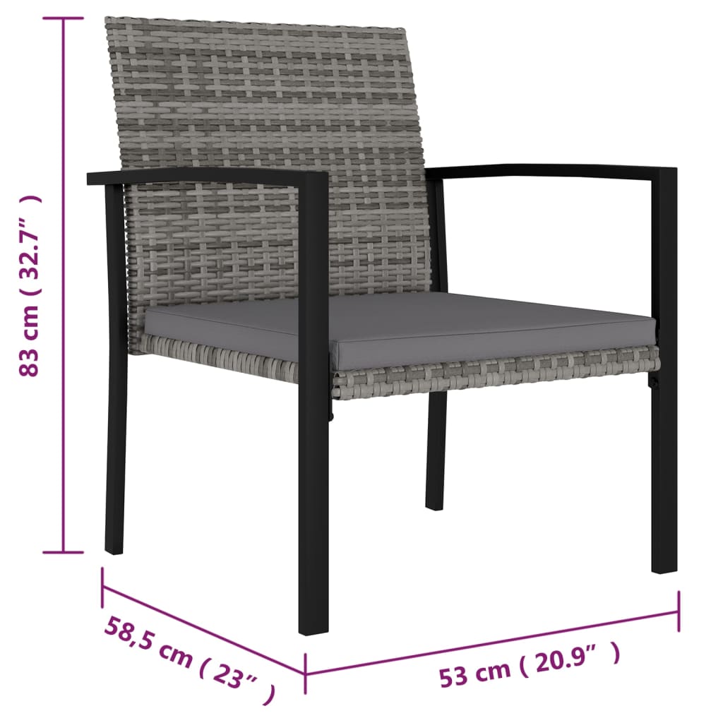 Garten-Essstühle 4 Stk. Poly Rattan Grau