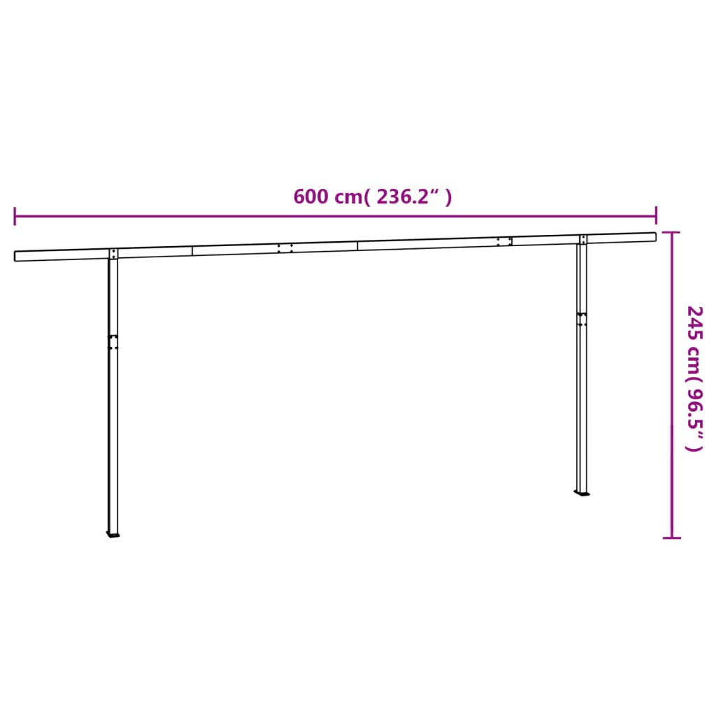 Stützen für Markisen Anthrazit 600x245 cm Eisen