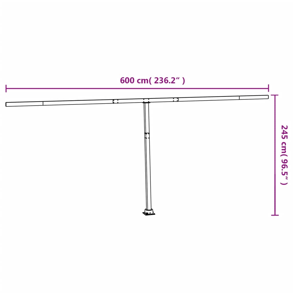 Stützen für Markisen Weiß 600x245 cm Eisen