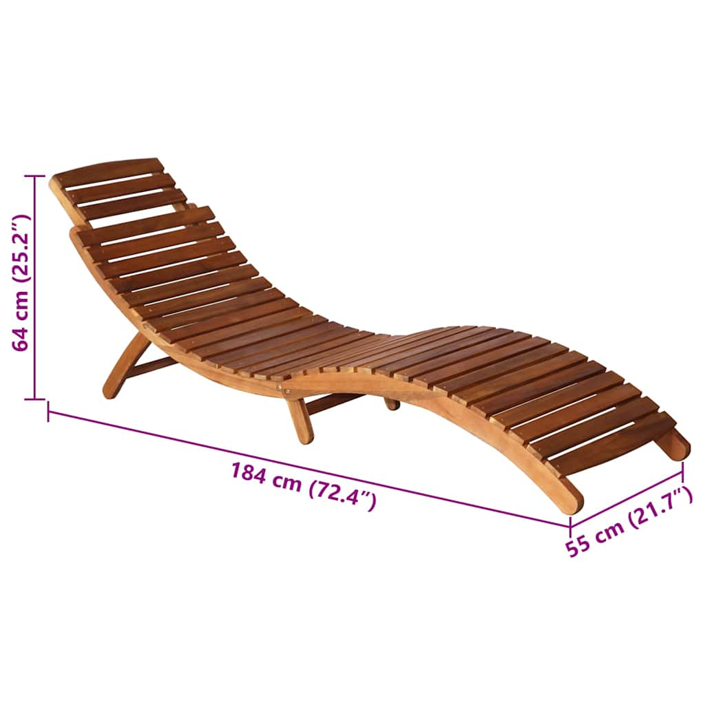 Sonnenliege mit Tisch und Auflage Massivholz Akazie