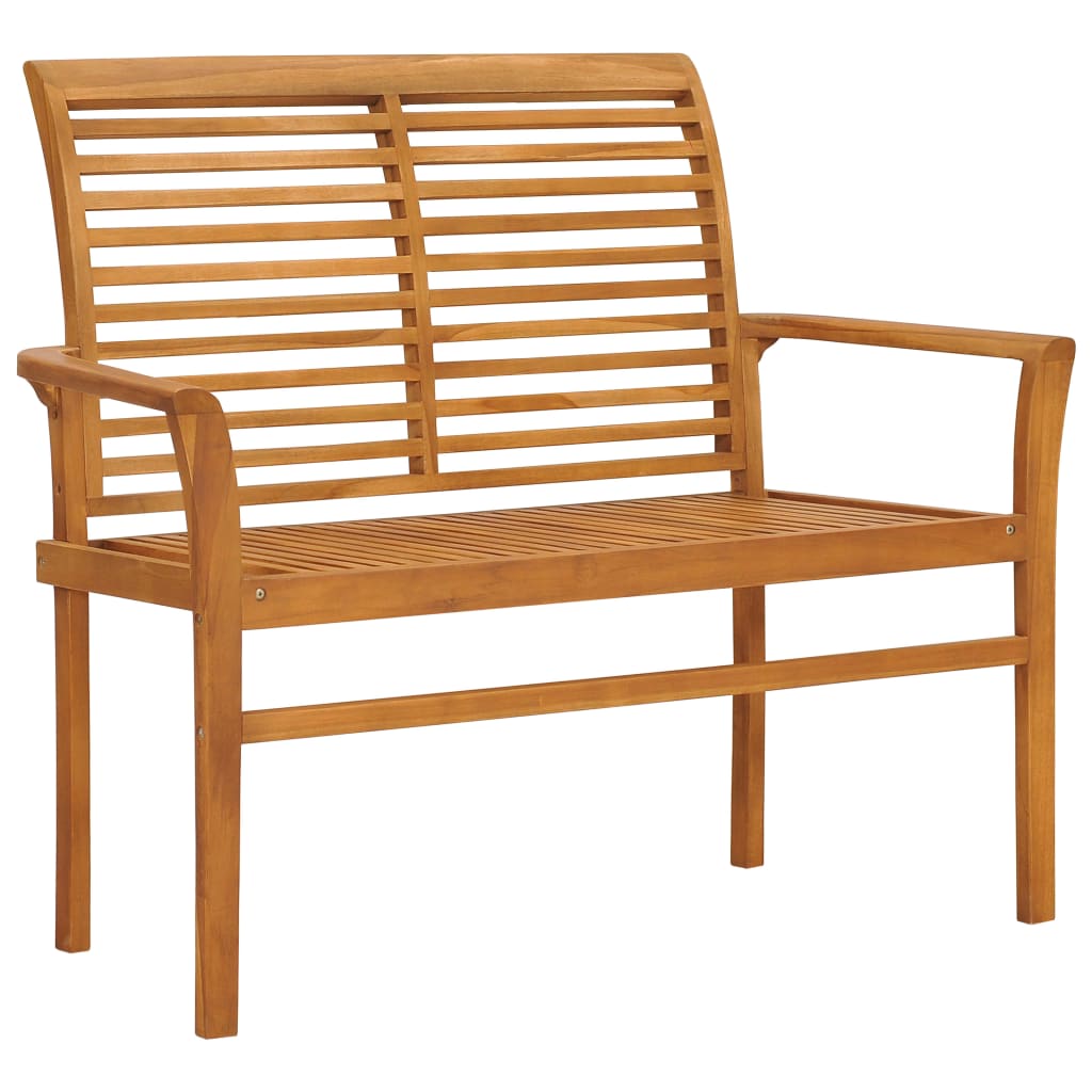 Gartenbank mit Blauer Auflage 112 cm Massivholz Teak