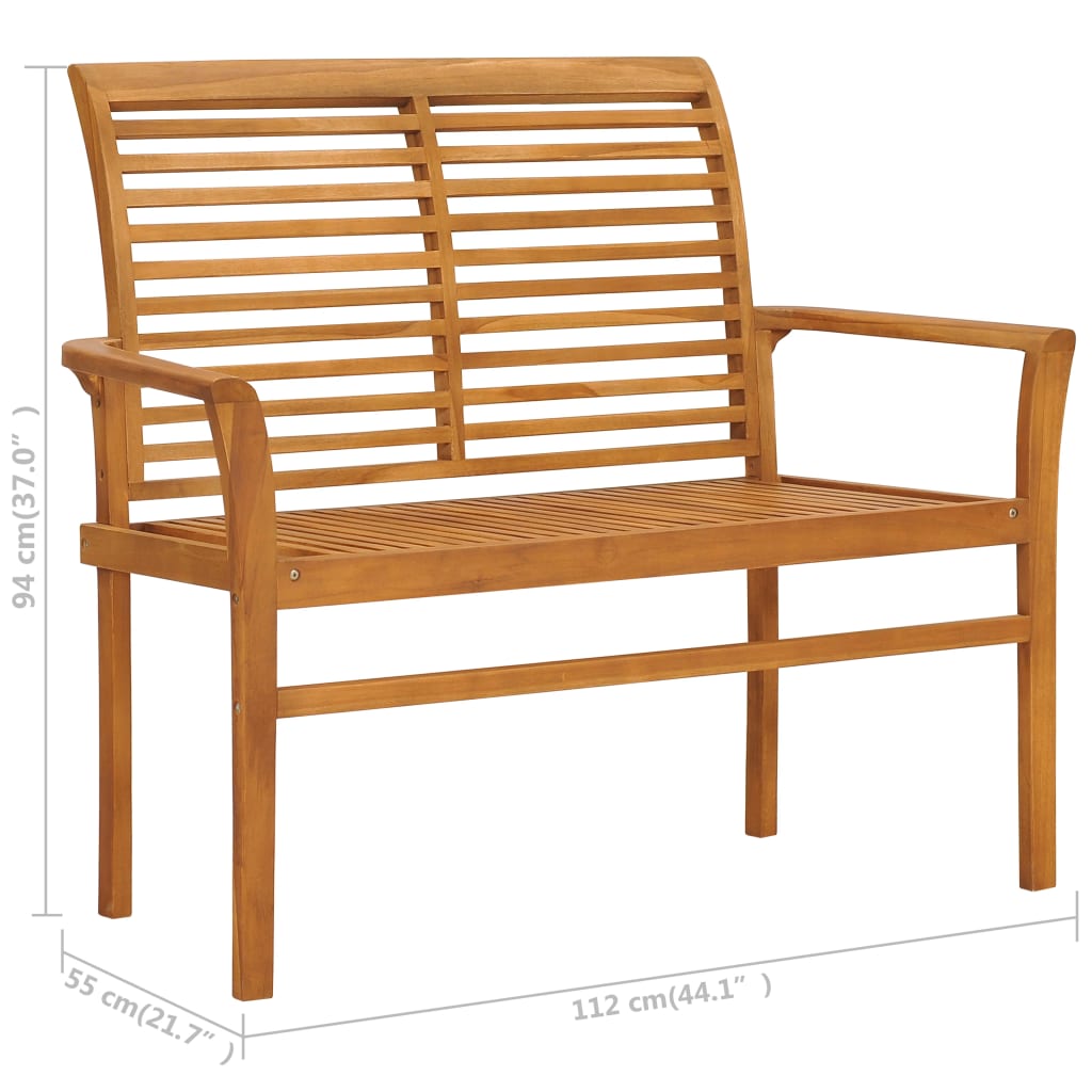 Gartenbank mit Anthrazit Auflage 112 cm Massivholz Teak