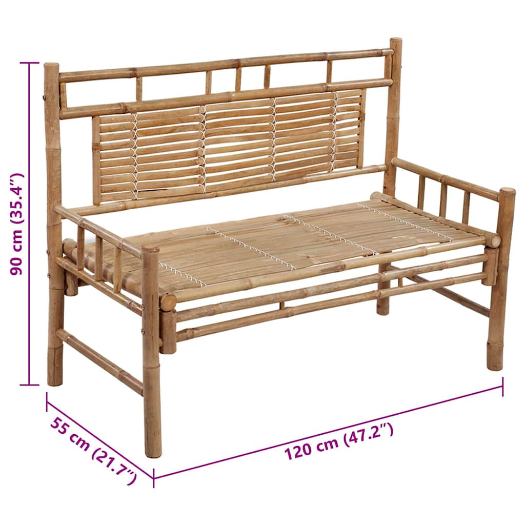 Gartenbank mit Auflage 120 cm Bambus